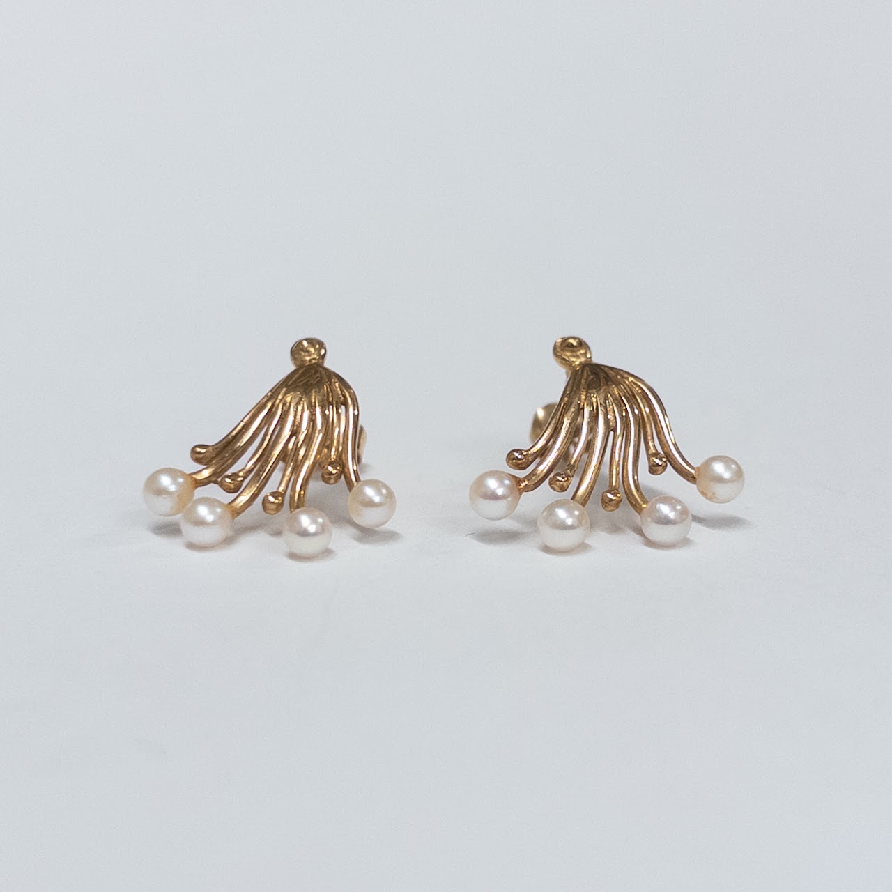 14K Gold and Small Pearl Earrings