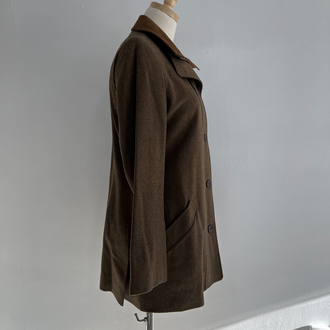 Paul Stuart Suede Trimmed Wool Coat