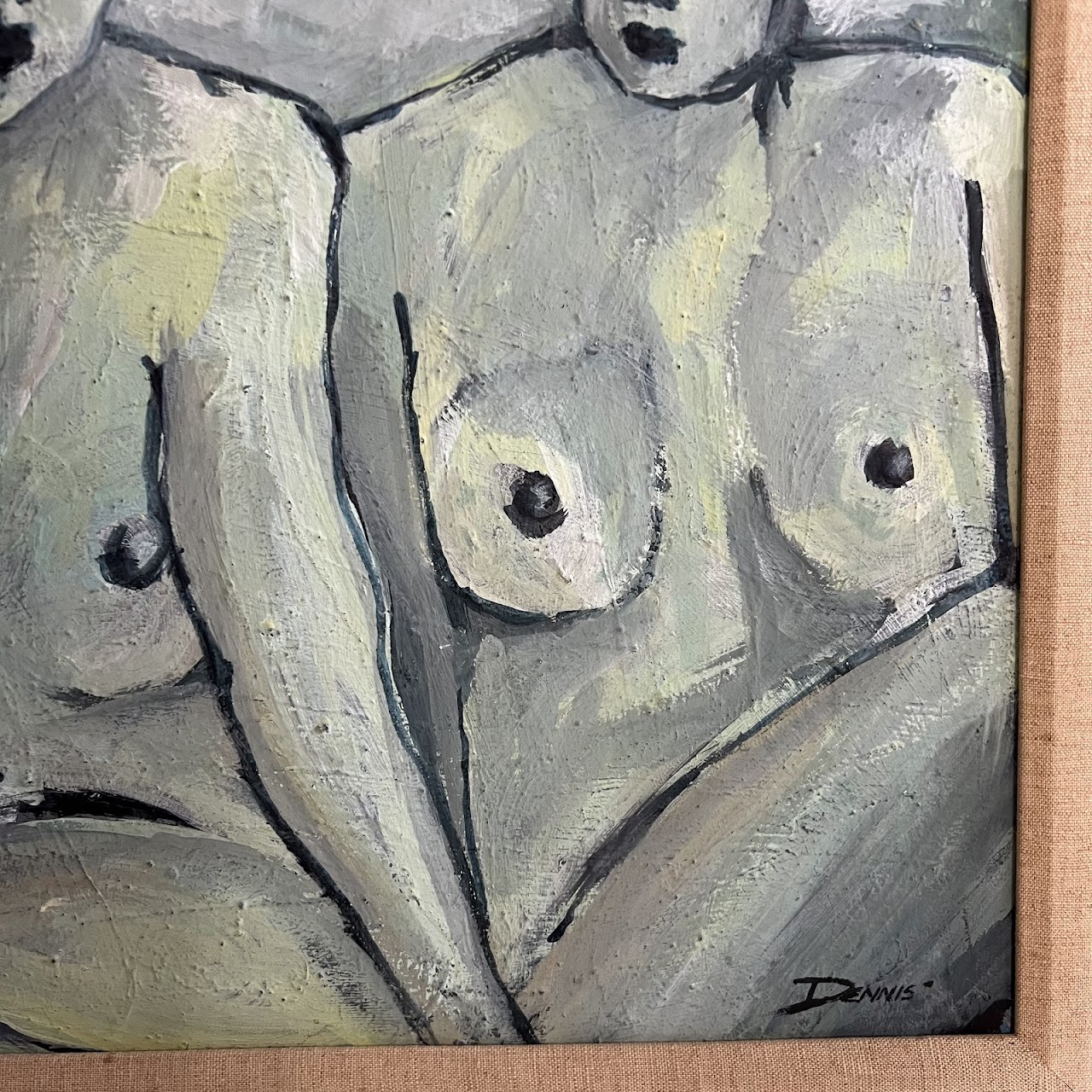 Dennis Signed Mid-Century Figural Oil Painting