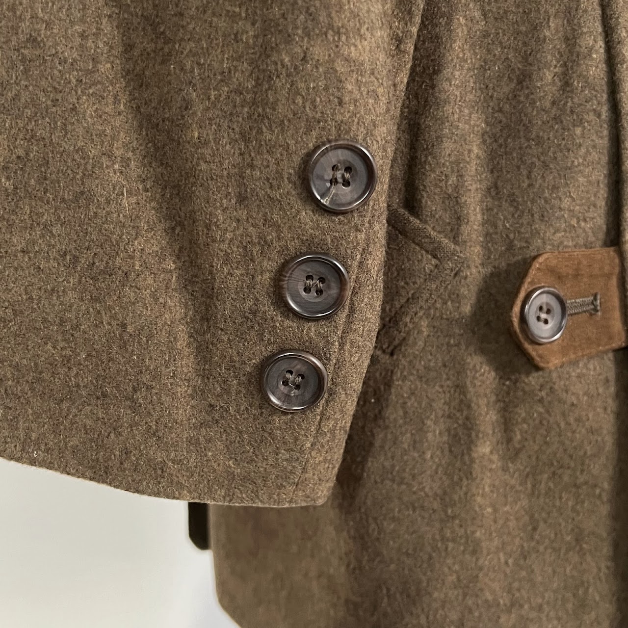 Paul Stuart Suede Trimmed Wool Coat