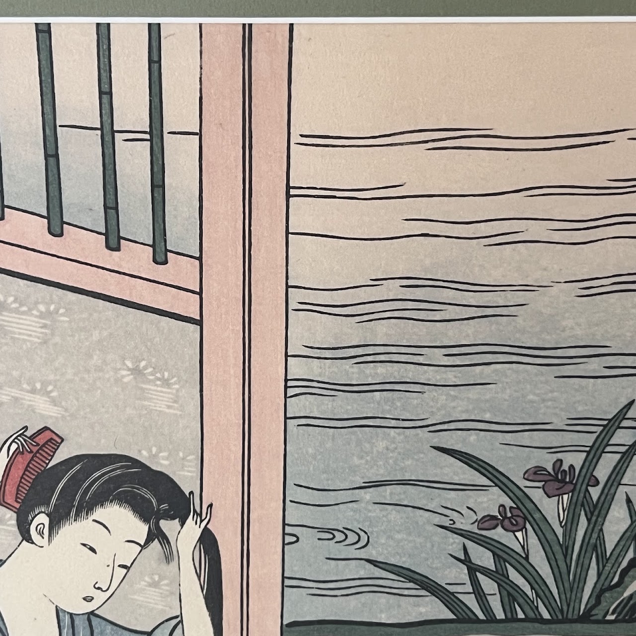 After Haronobu 'Washing Hair' Japanese Ukiyo-e Woodblock Print