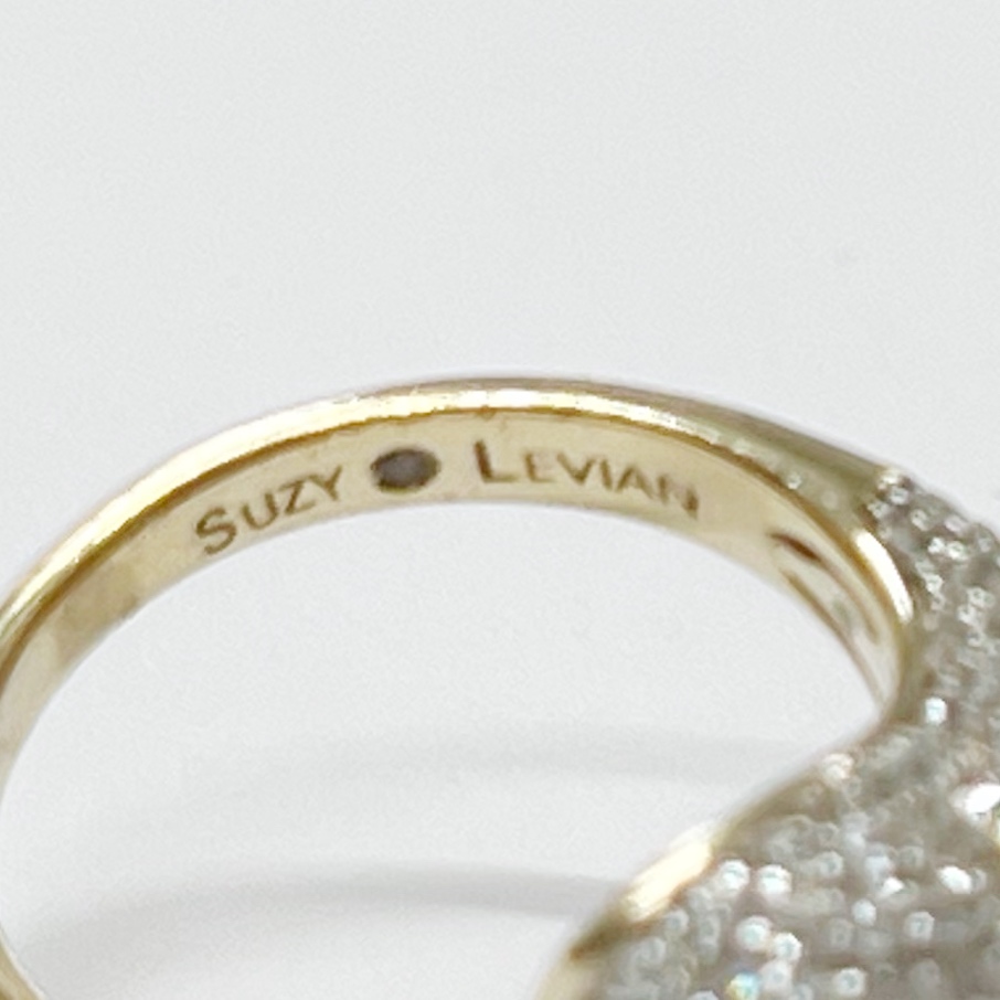 Suzy Levian Sterling Silver Vermeil and Crystal Pavé' Ring