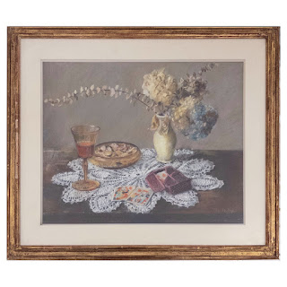 Mai Hoffer Signed Still Life With Cards Oil Pastel