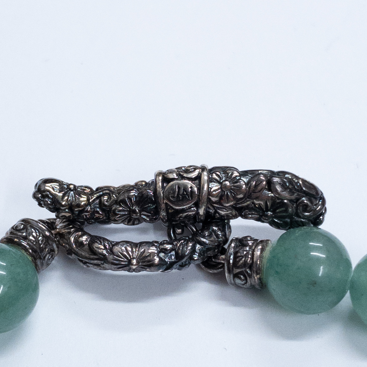 JAI Sterling Silver and Green Agate Bracelet