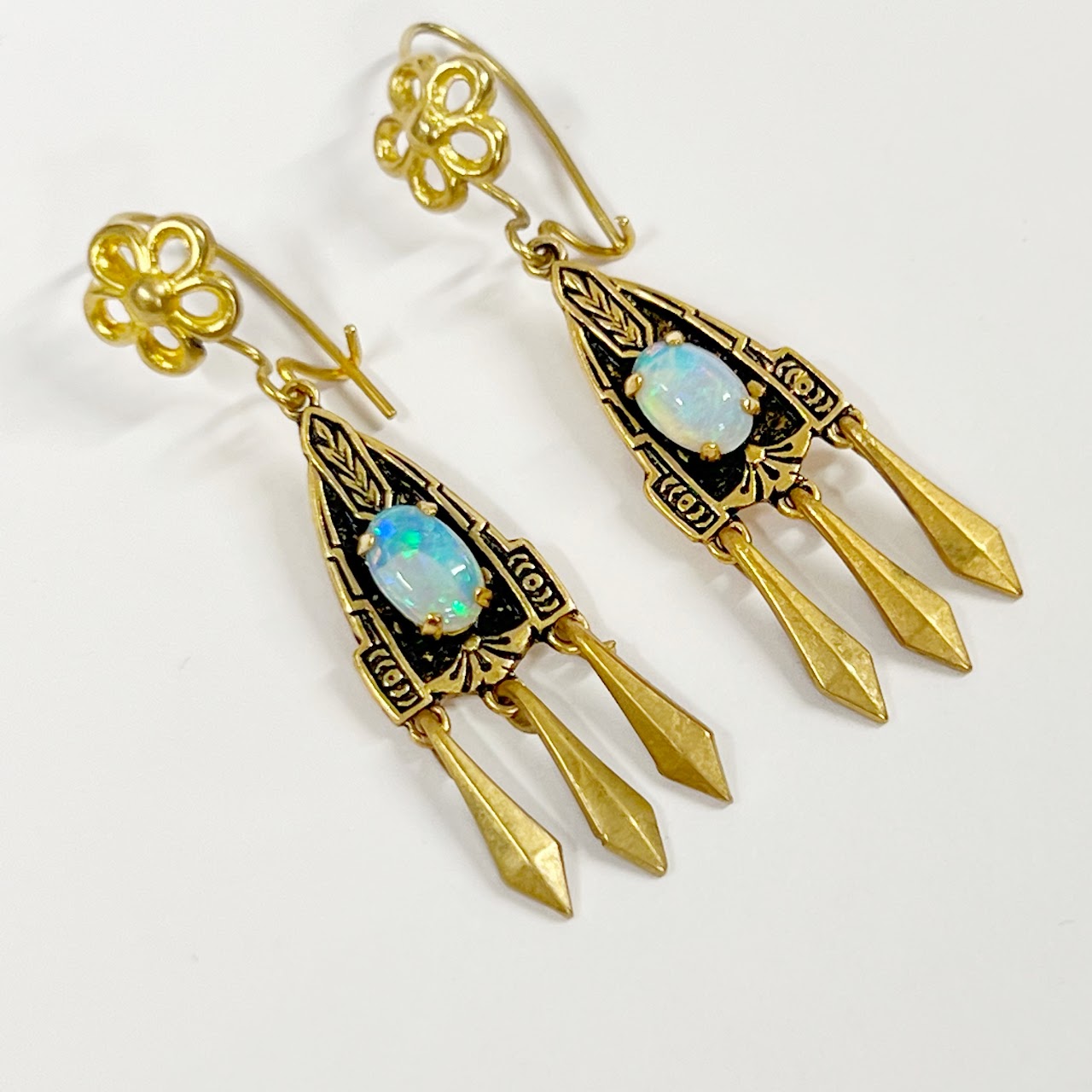 14K Gold Opal Drop Earrings