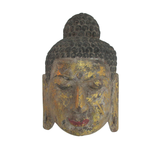 Carved Wood Buddha Head