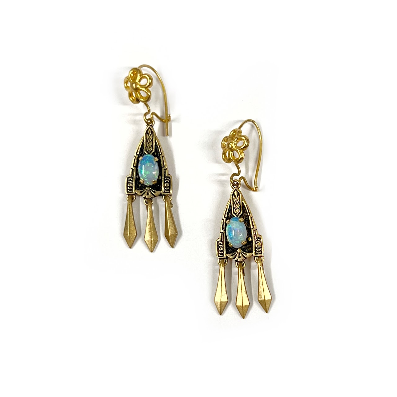 14K Gold Opal Drop Earrings