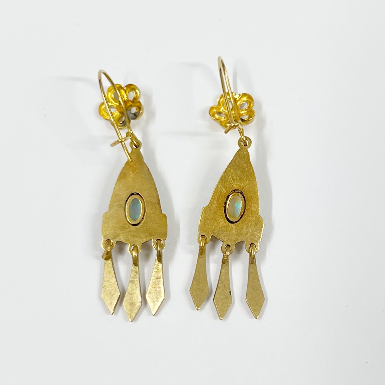 14K Gold Opal Drop Earrings