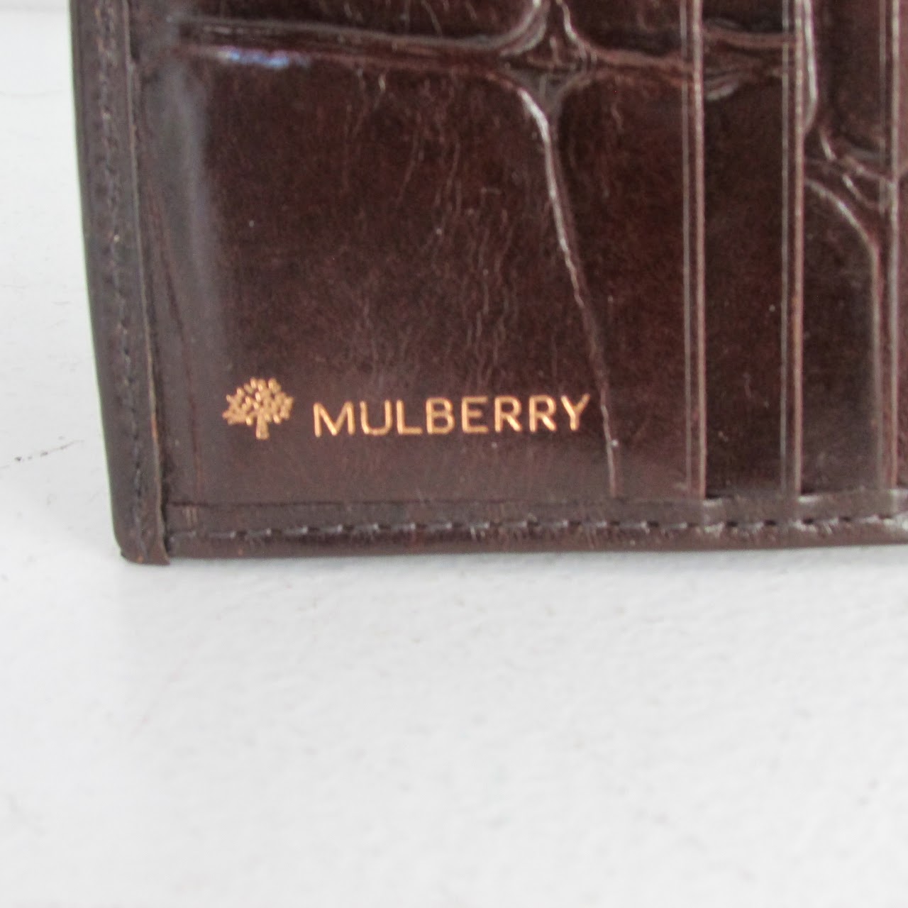 Mulberry Embossed Tri-Fold Leather Wallet