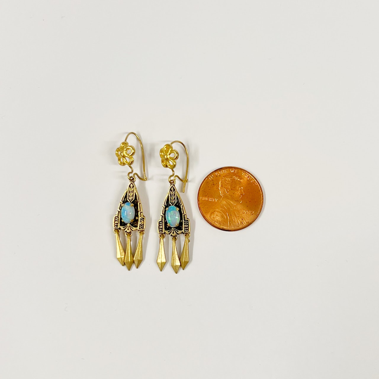 14K Gold Opal Drop Earrings