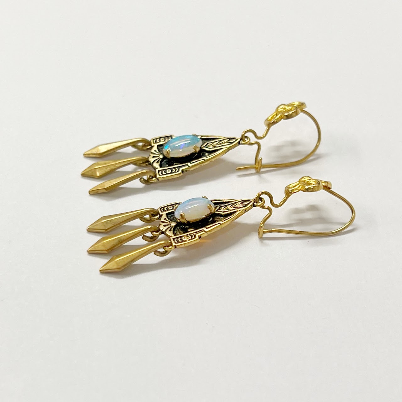 14K Gold Opal Drop Earrings