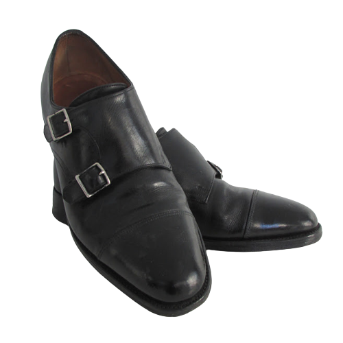 John Lobb Black Buckle Monkstrap Shoes