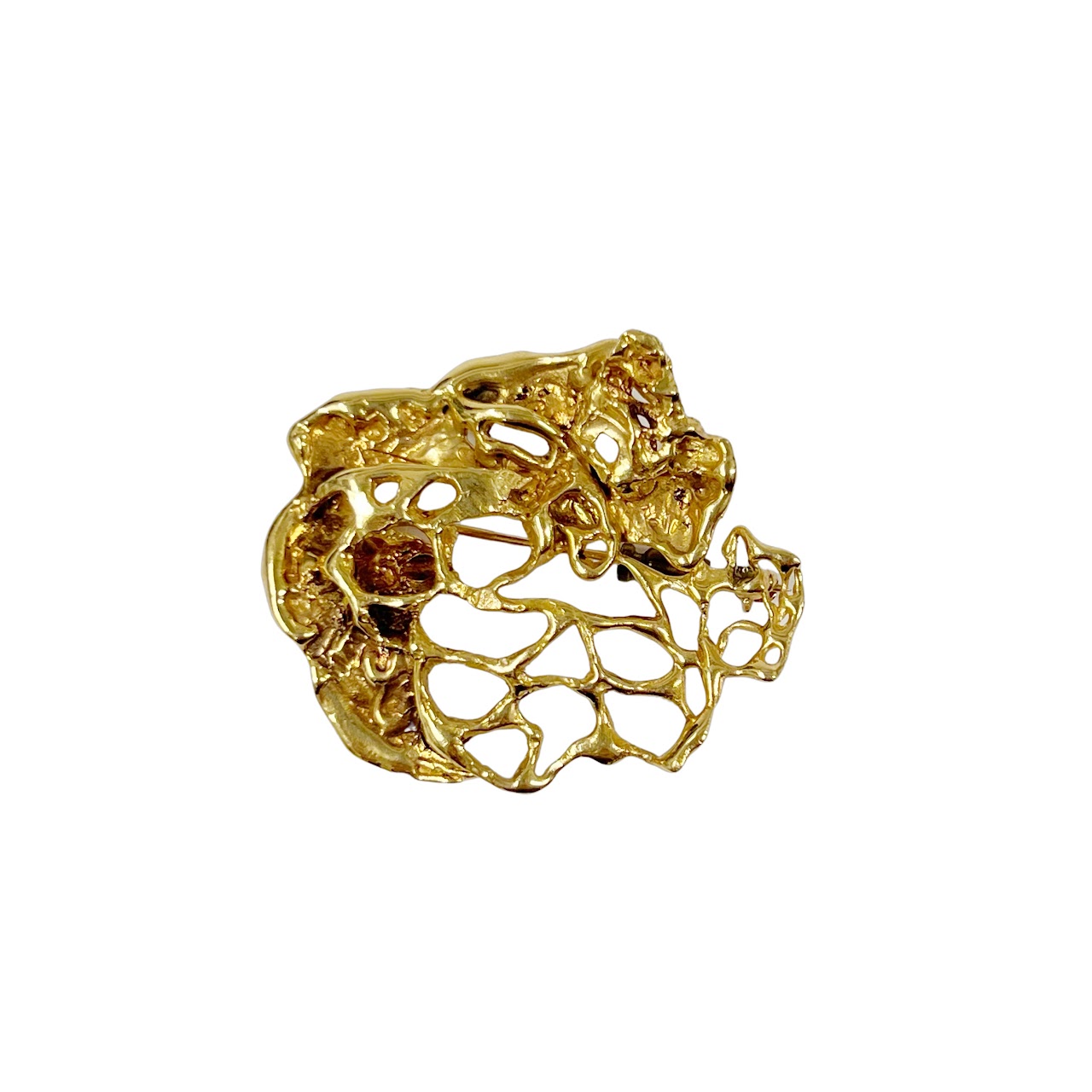 14K Gold Openwork Brooch