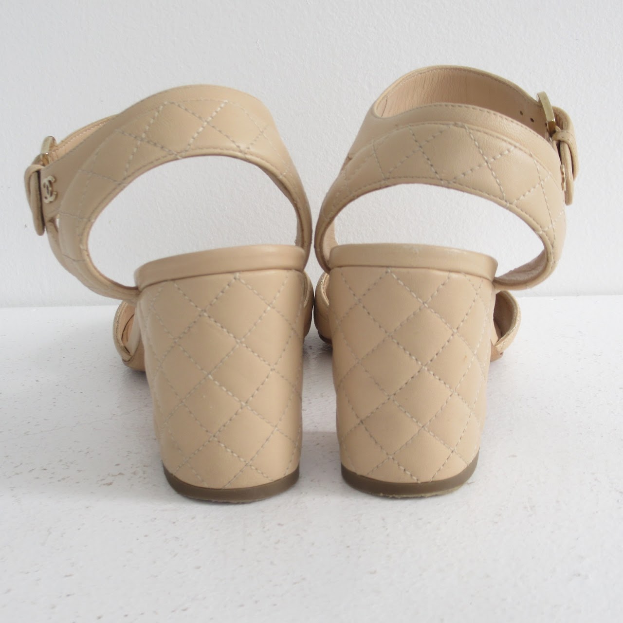 Chanel Quilted Beige Leather Sandals