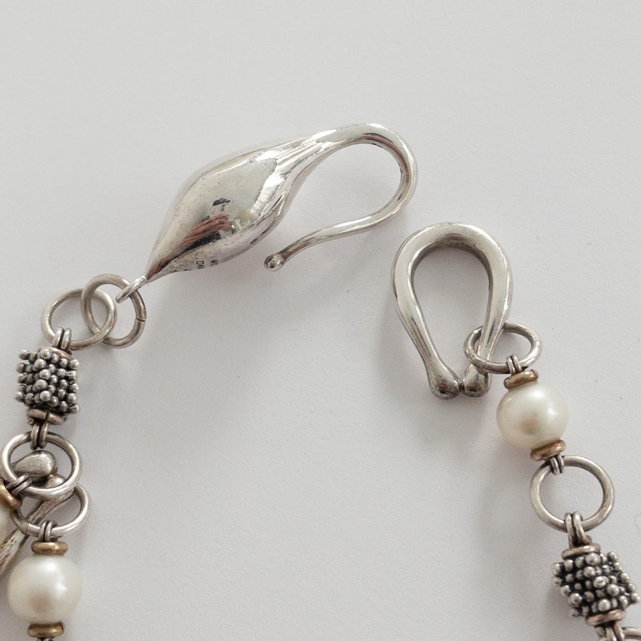 Michael Dawkins Sterling Silver, 14K Gold, and Pearl Necklace