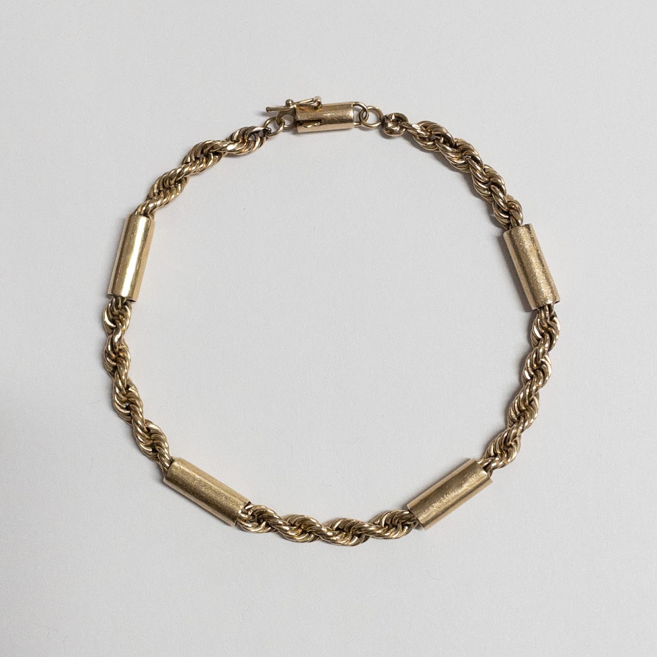 14K Gold Braided Station Bracelet