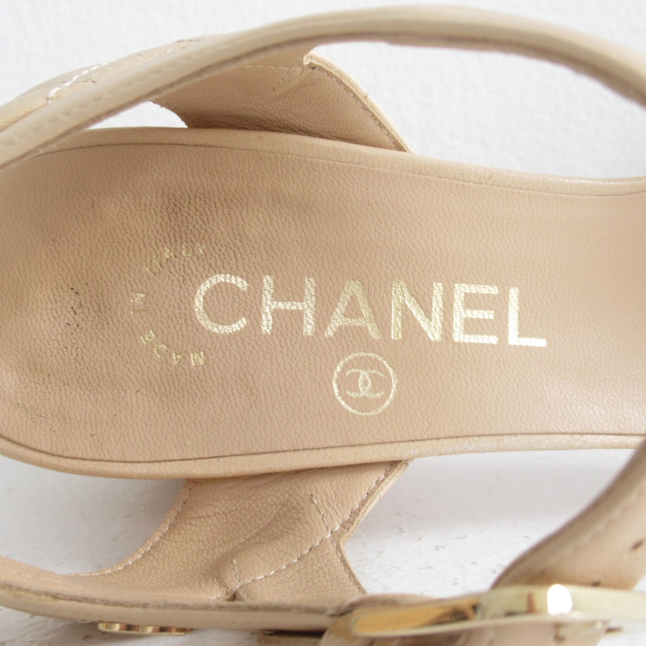 Chanel Quilted Beige Leather Sandals