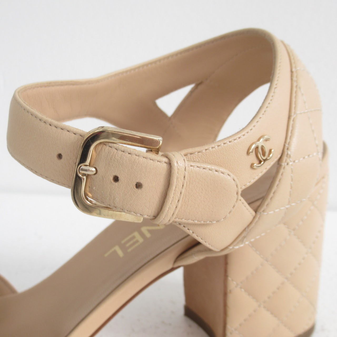 Chanel Quilted Beige Leather Sandals