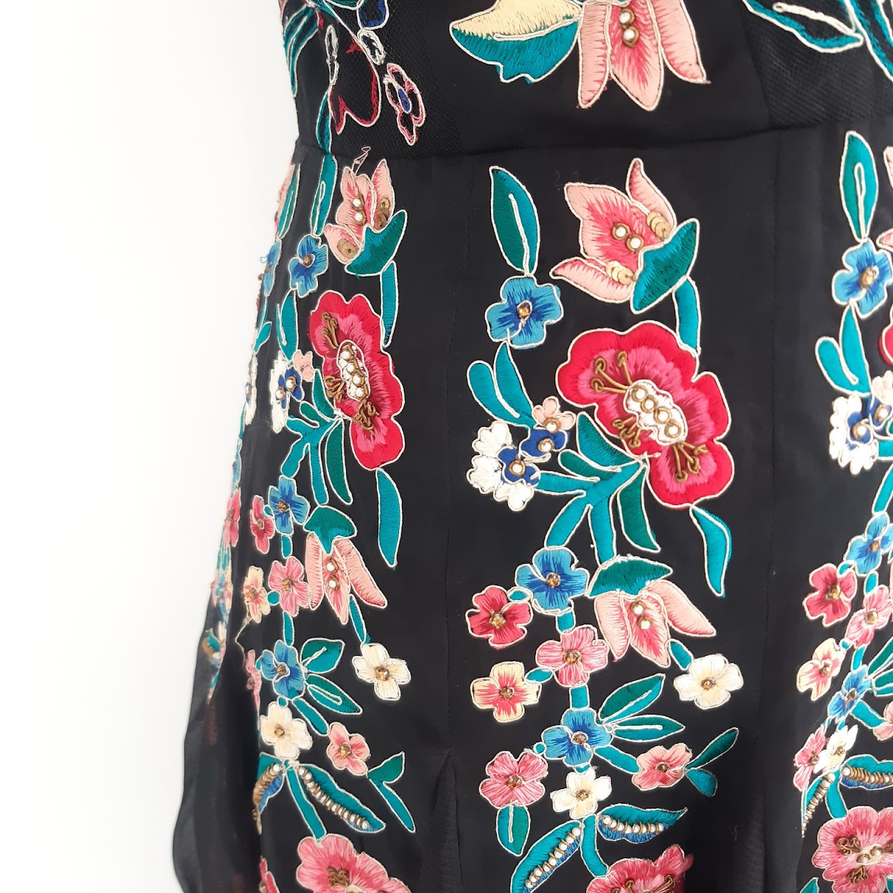 Dennis Basso Embroidered Floral Gown