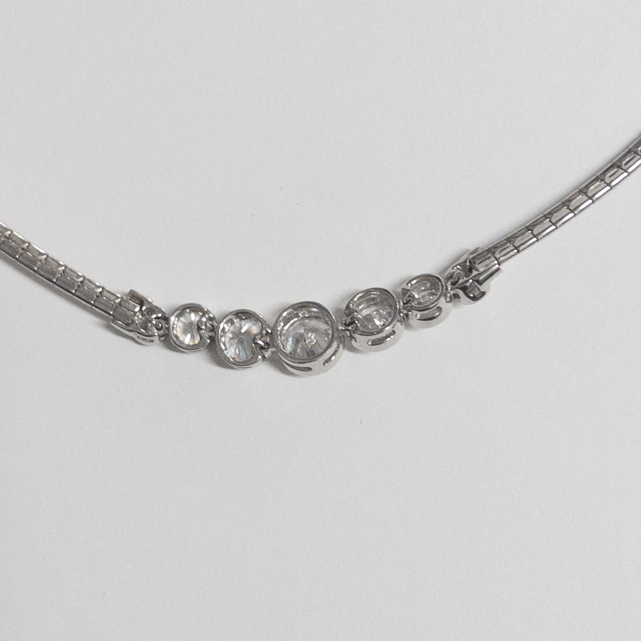 14K White Gold and Clear Stone Necklace