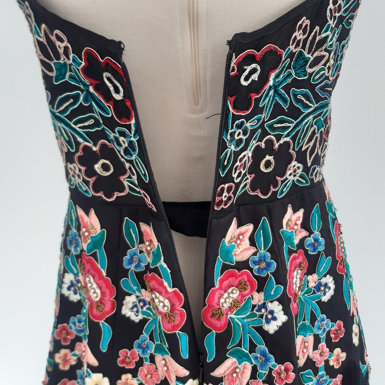 Dennis Basso Embroidered Floral Gown