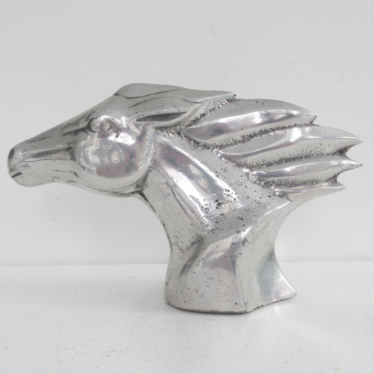 Cast Metal Signed Horse Head Sculpture