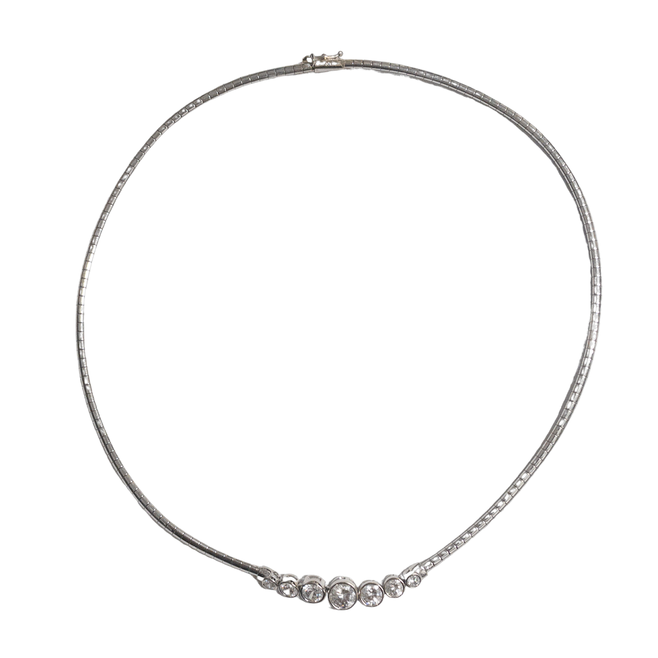 14K White Gold and Clear Stone Necklace