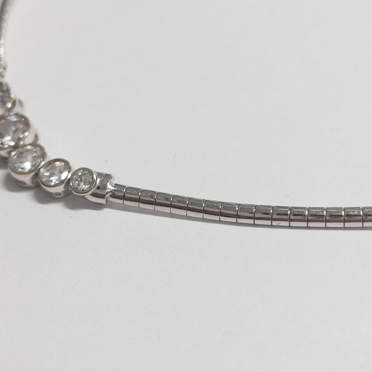 14K White Gold and Clear Stone Necklace