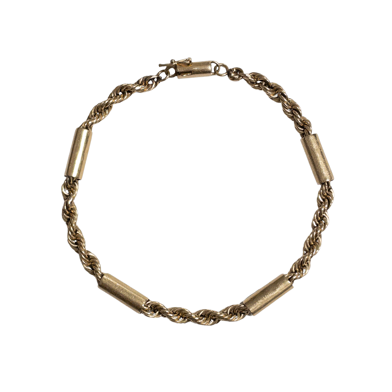 14K Gold Braided Station Bracelet