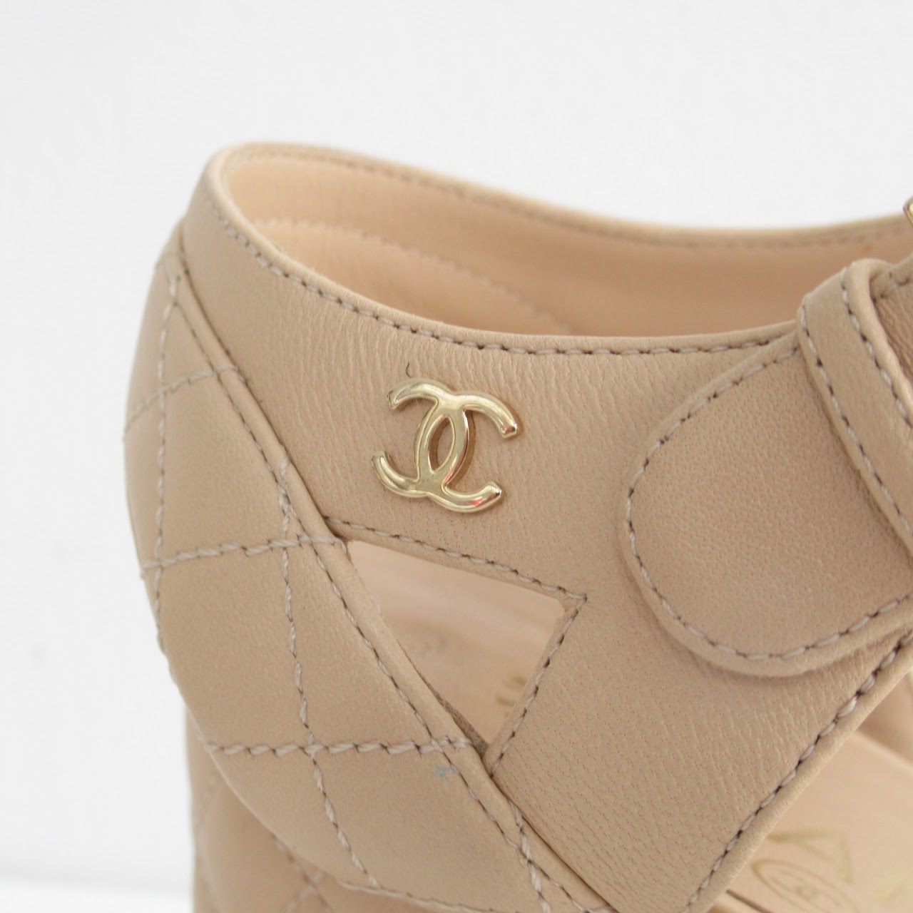 Chanel Quilted Beige Leather Sandals