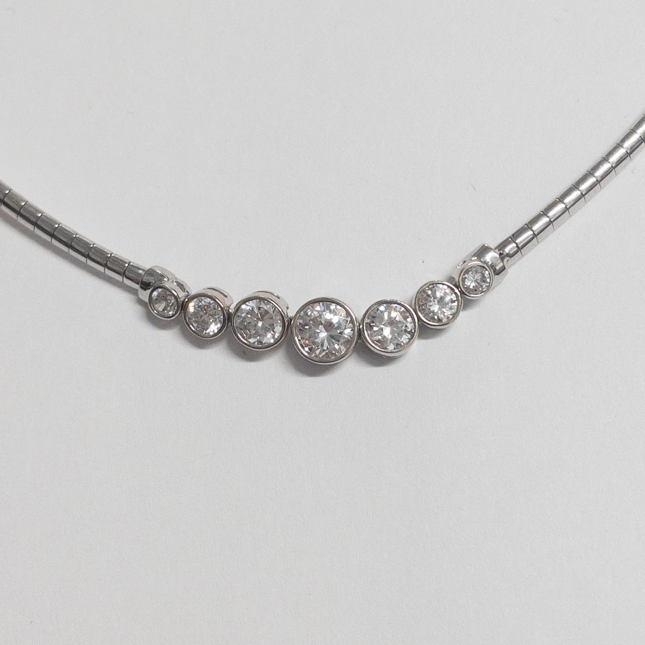 14K White Gold and Clear Stone Necklace