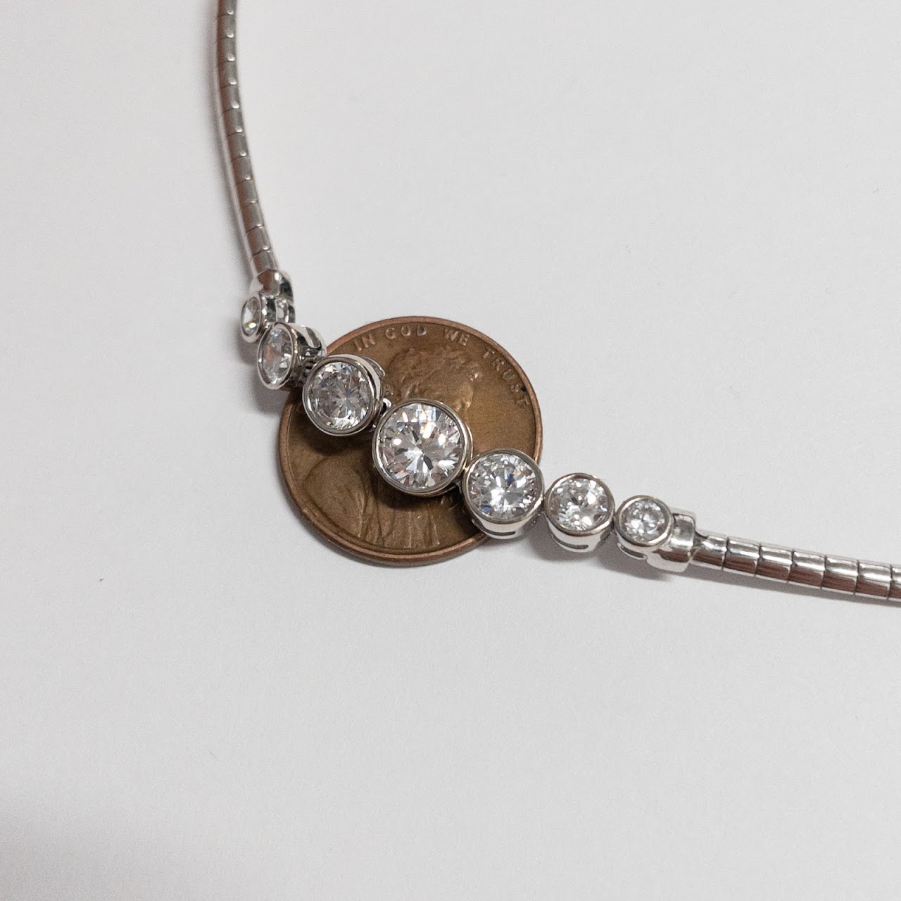 14K White Gold and Clear Stone Necklace