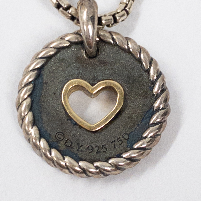 David Yurman 18K Gold & Sterling Silver Heart Necklace