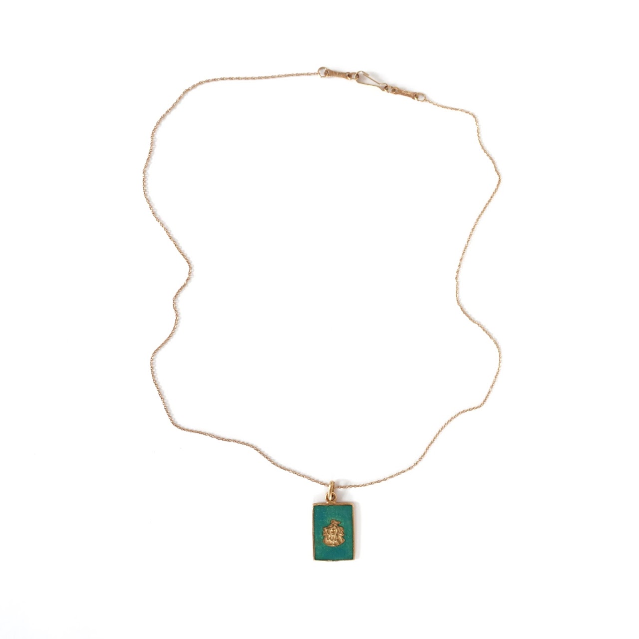 18K Gold & Enamel Pendant on Tiffany Chain