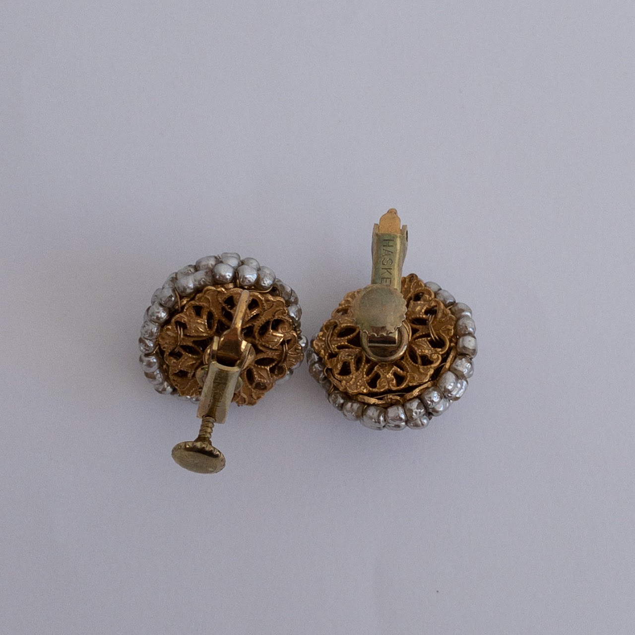 Miriam Haskell Beaded Clip/Screw Back Earrings