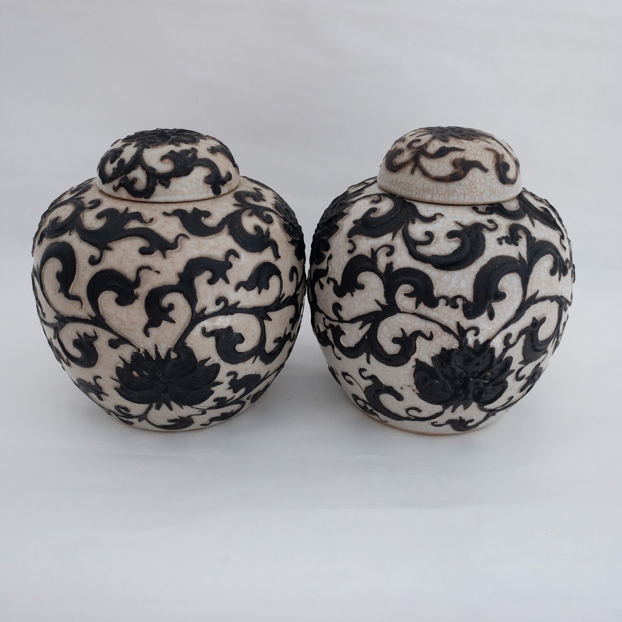 Porcelain Floral Jar Pair