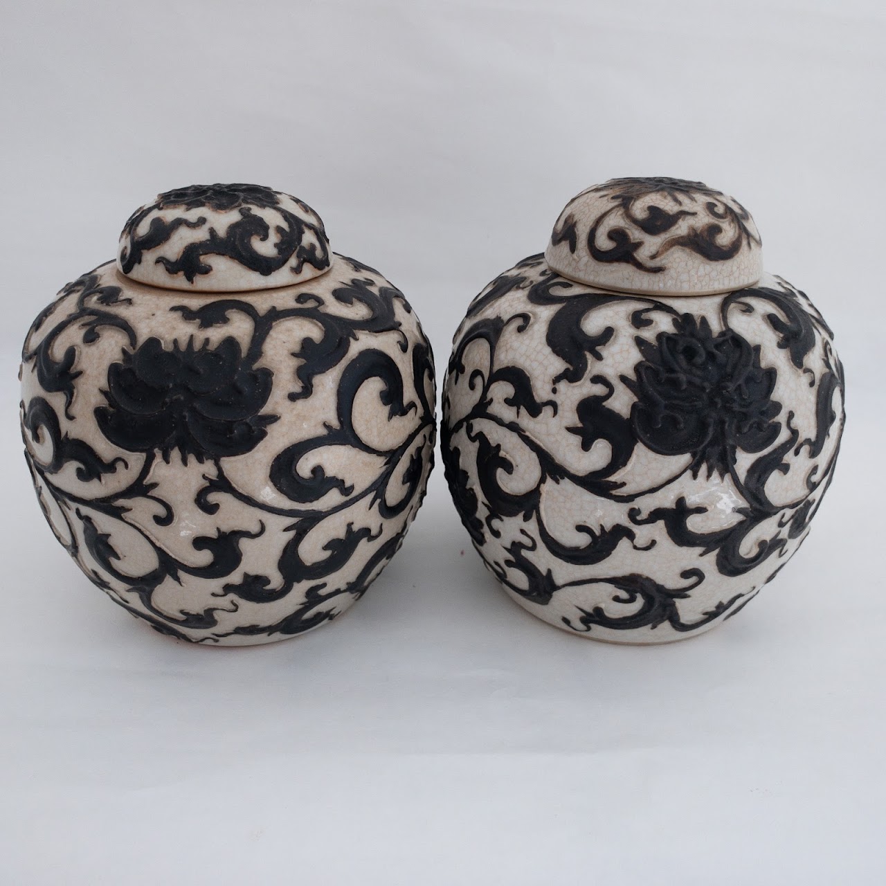 Porcelain Floral Jar Pair