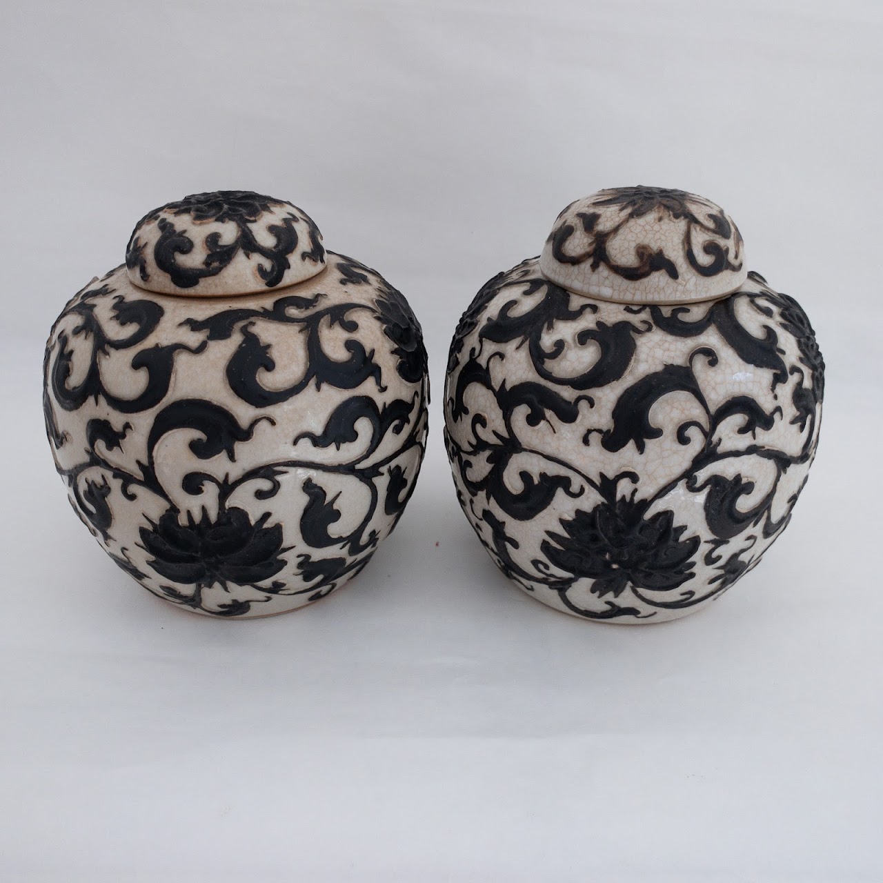 Porcelain Floral Jar Pair