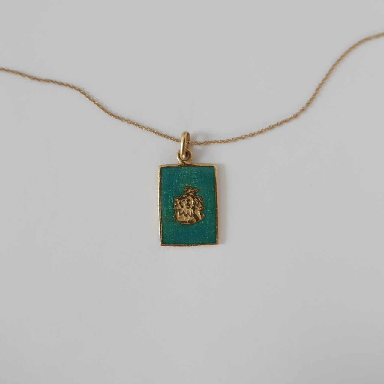 18K Gold & Enamel Pendant on Tiffany Chain