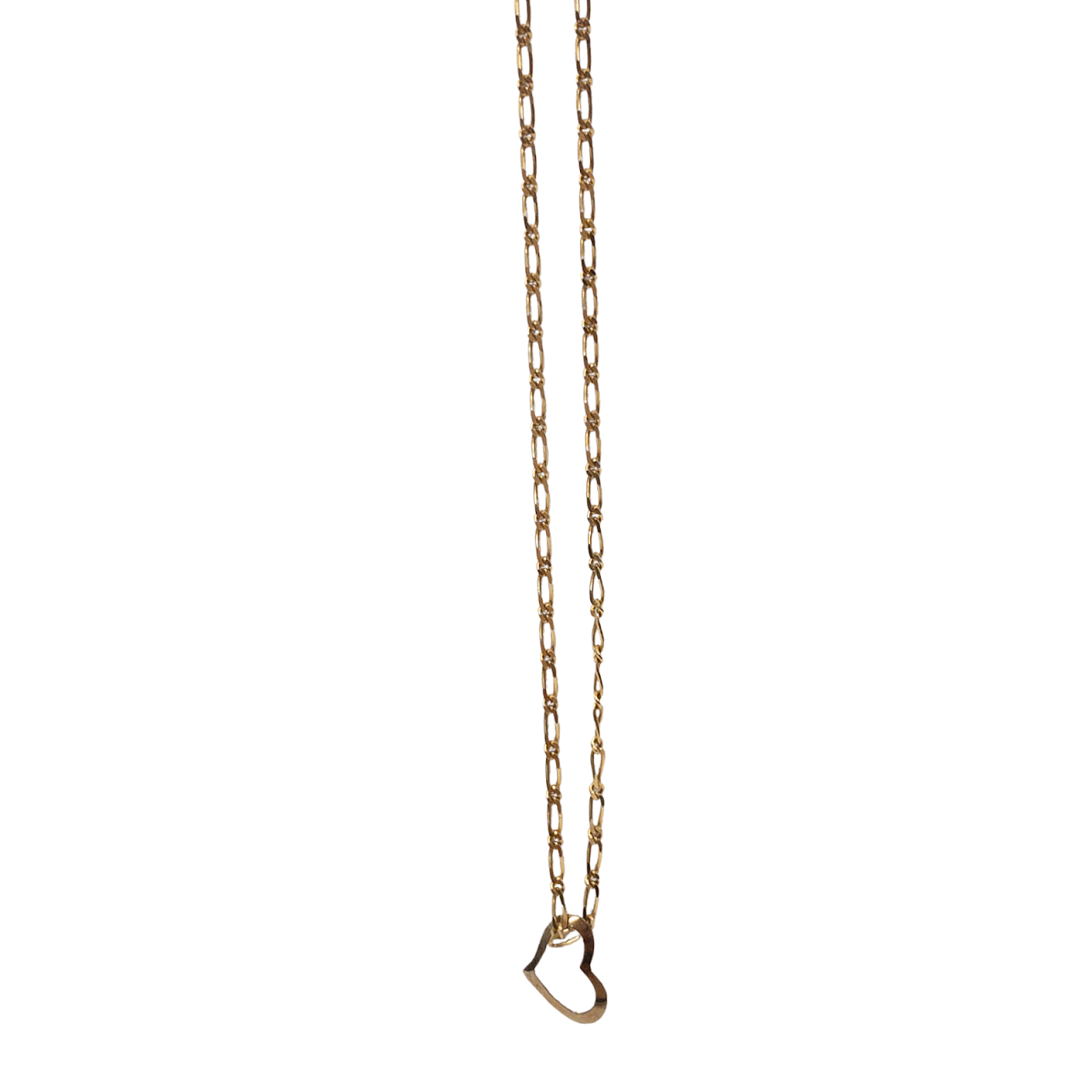 14K Gold Fancy Link Chain & Heart Pendant