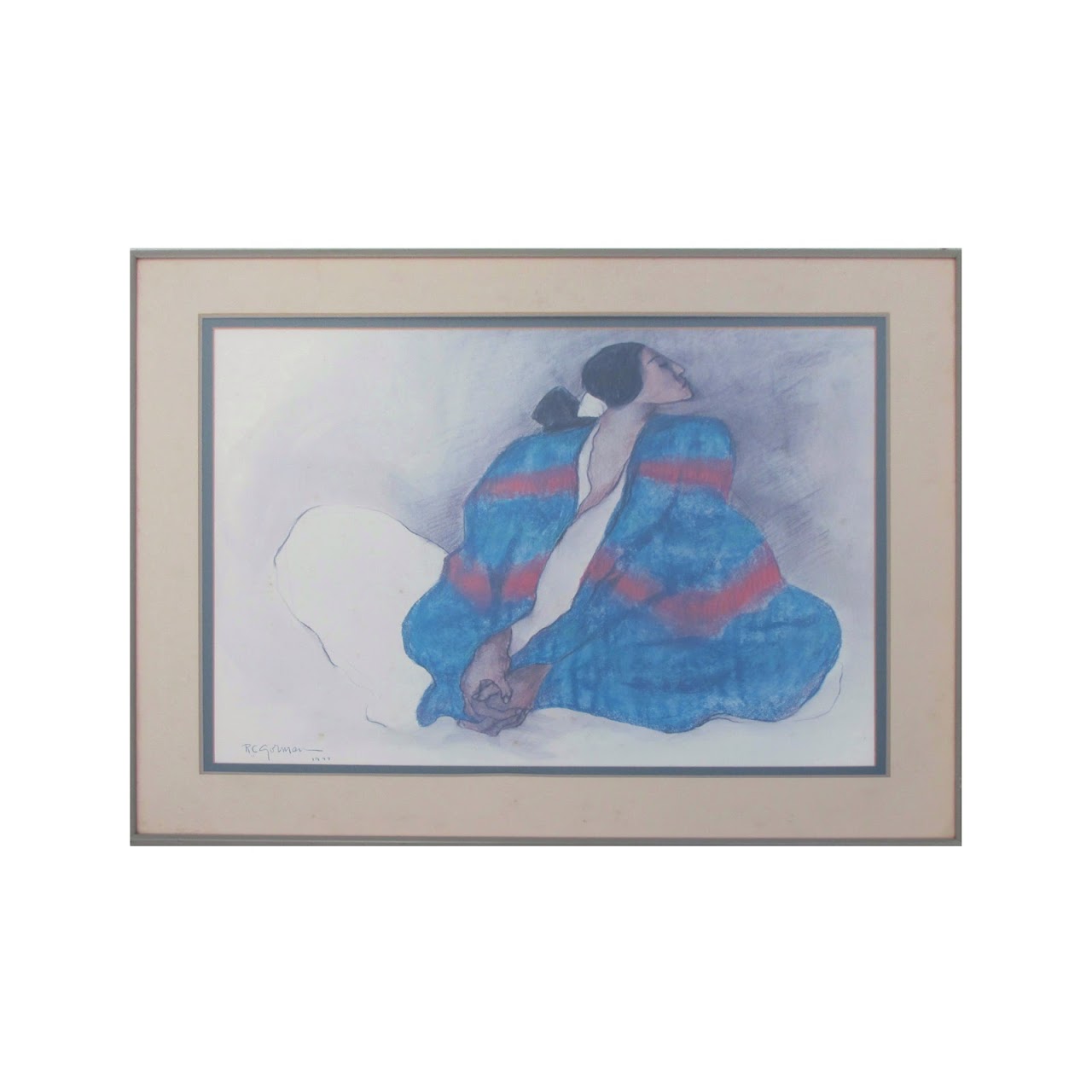 R.C Gorman 'Woman With Blue Blanket' Print