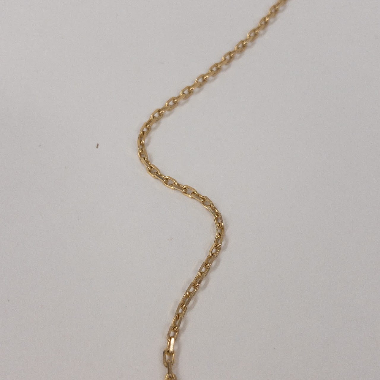 14K Gold Chain Link Necklace & Shamrock Shaped Pendant