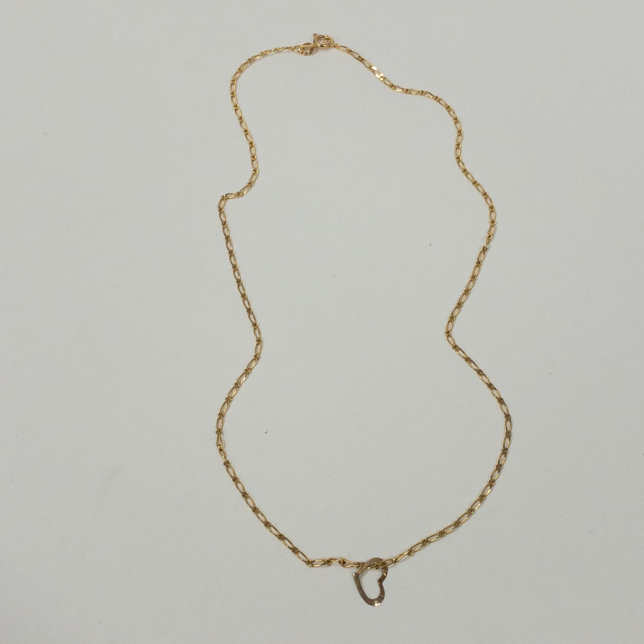 14K Gold Fancy Link Chain & Heart Pendant