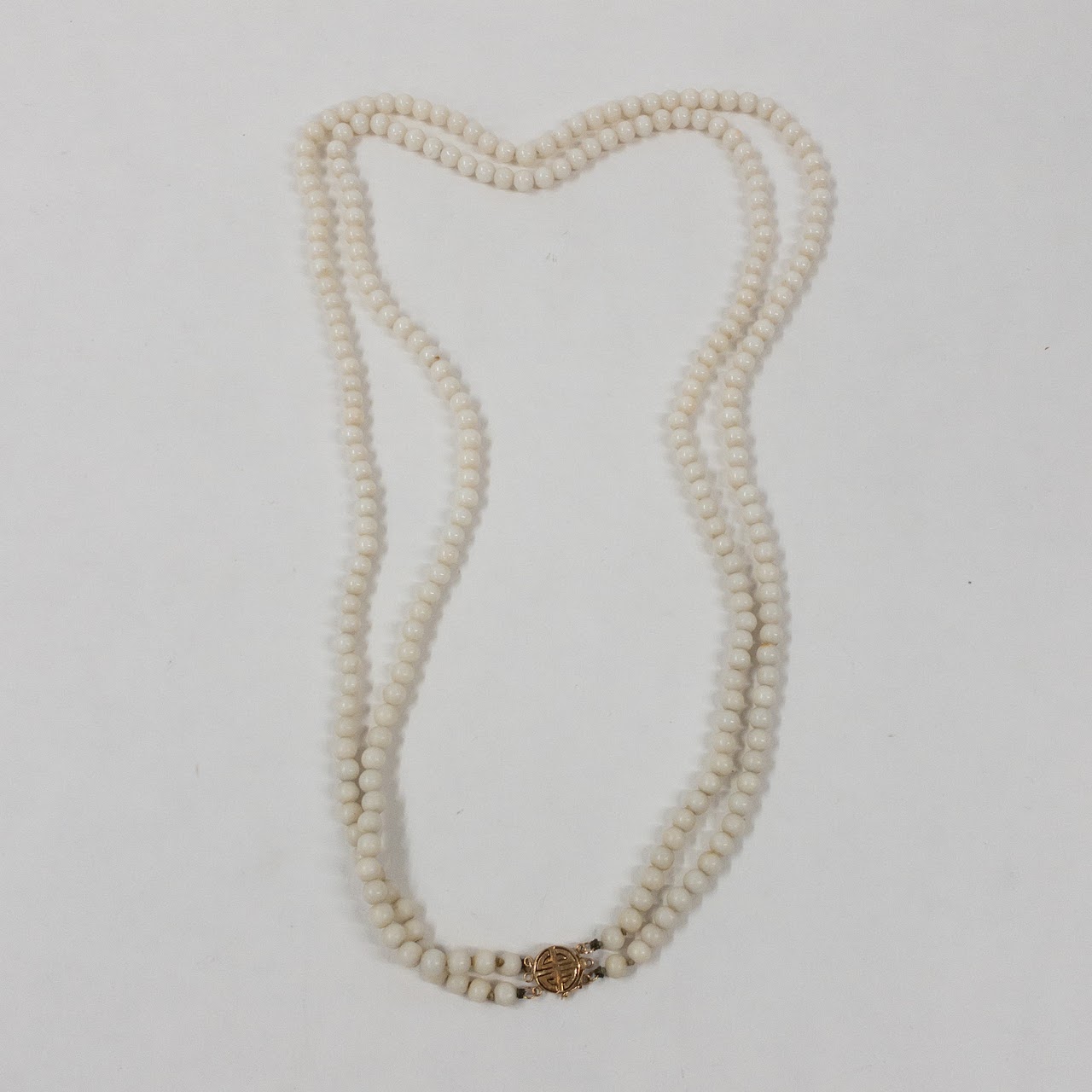 14K Gold and White Coral Double Strand Necklace