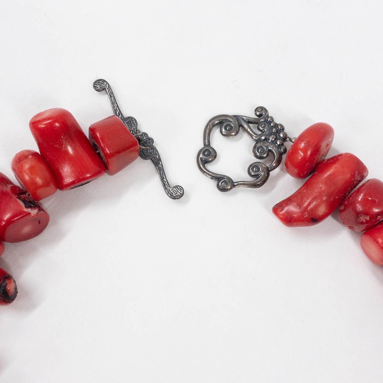 Red Coral and Sterling Silver Choker Necklace