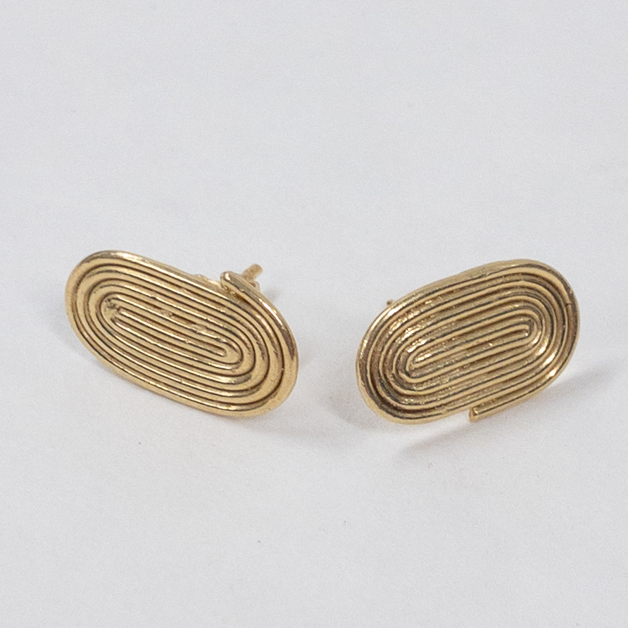 14K Gold Oval Spiral Earrings