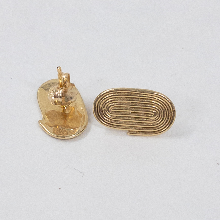 14K Gold Oval Spiral Earrings