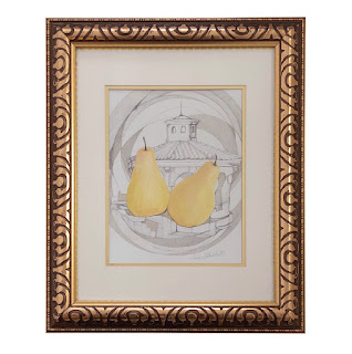 Sandra Stalford Austin 'Pear d'Lit' Signed Pencil and Gouache Painting