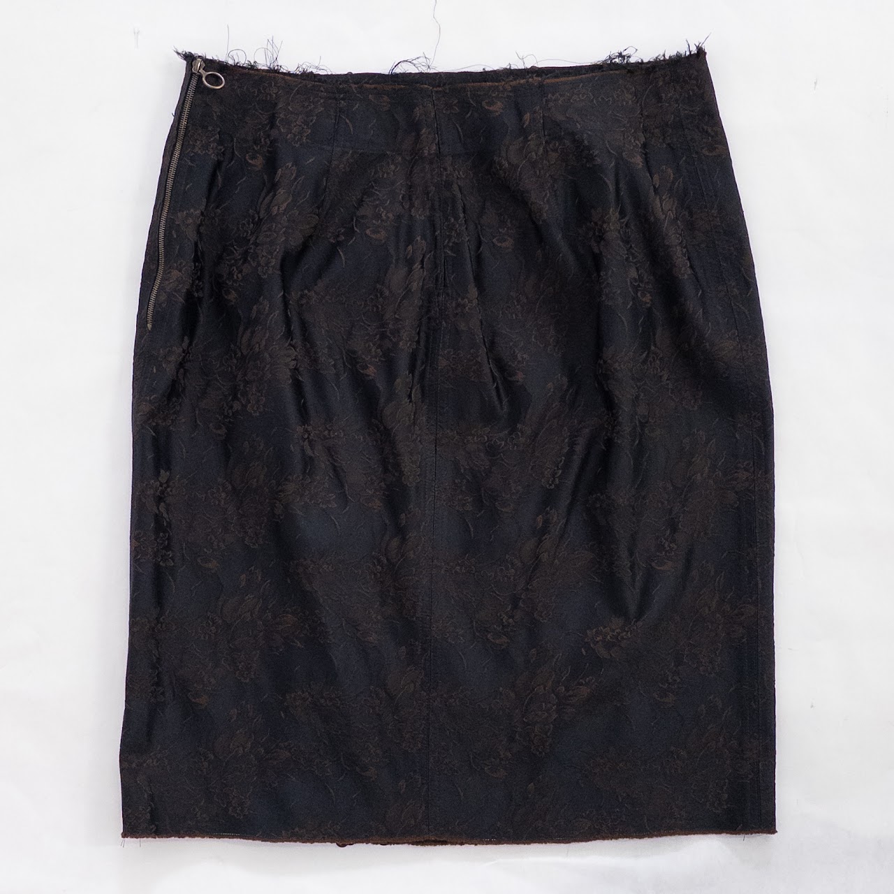 Lanvin Sequined Silk Damask Skirt