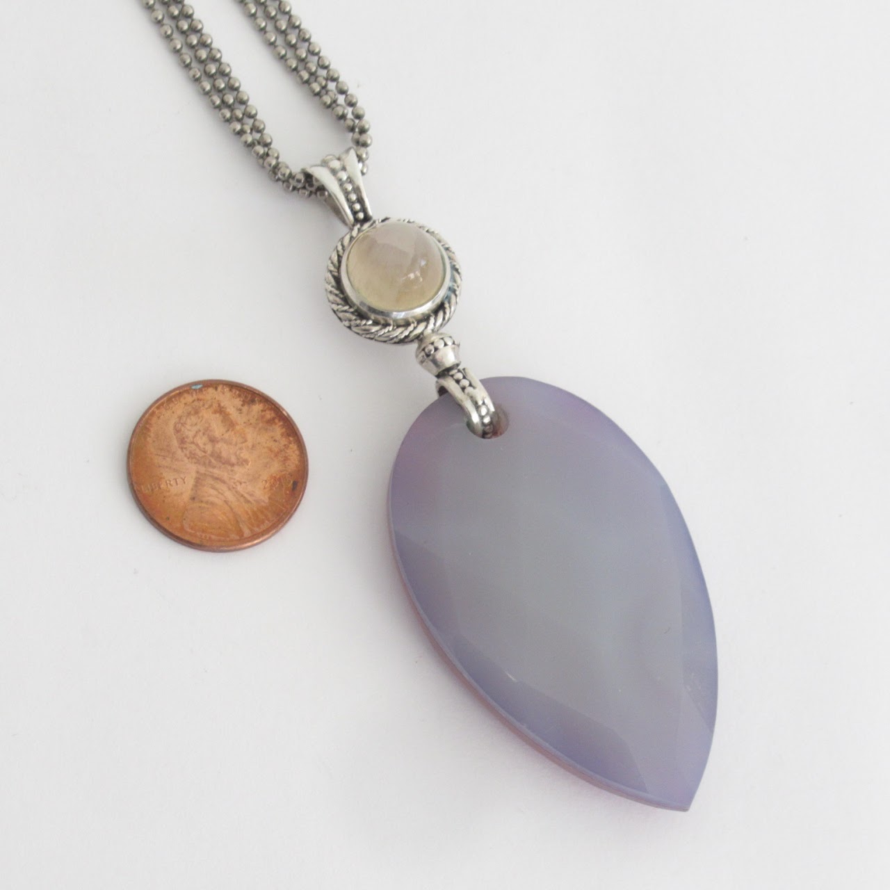 Sterling Silver & Pink Quartz Pendant Necklace